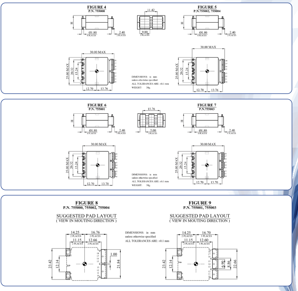 Up to 350W SMT Standard transformers mechanical 1